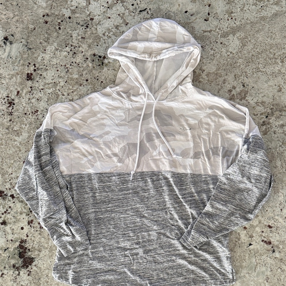 PINK Victoria's Secret Gray and Camo long sleeve tee. Sz S